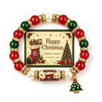 Christmas Wish Beaded Bracelet with Message Card — Stocking & Tree with message card on white