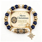 Christmas Wish Beaded Bracelet with Message Card — Midnight Star with message card on white
