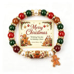 Christmas Wish Beaded Bracelet with Message Card — Gingerbread with message card on white