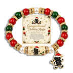 Christmas Wish Beaded Bracelet with Message Card — Black Gingerbread with message card on white