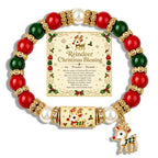 Christmas Wish Beaded Bracelet with Message Card — Reindeer Blessing with message card on white