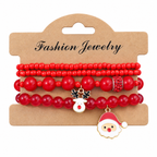 Santa Red — Christmas charm bracelet four-piece set, overhead view on white