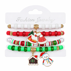 Winter Friends — Christmas charm bracelet four-piece set, overhead view on white
