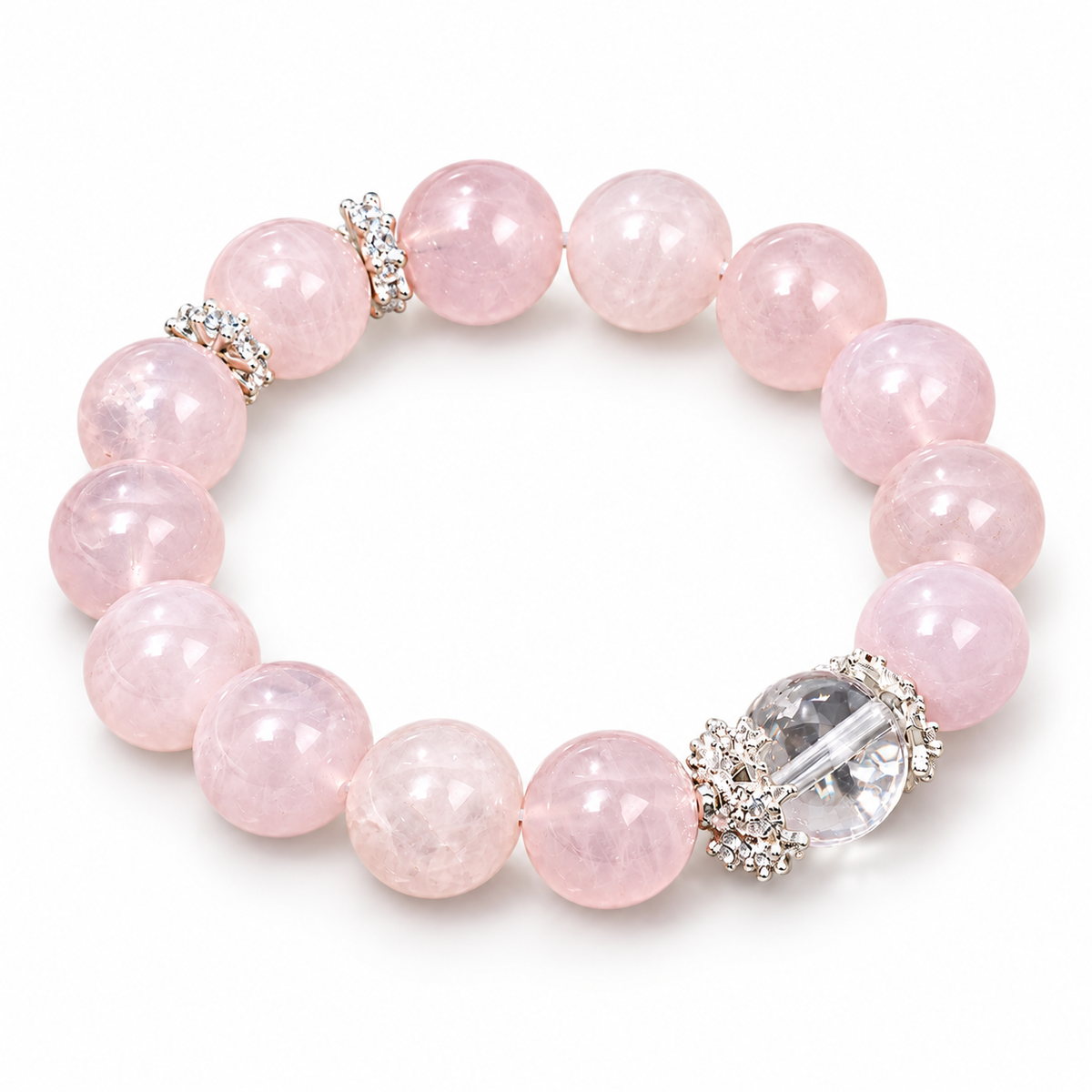 Blush Dawn Pink Beaded Bracelet — angled view on white