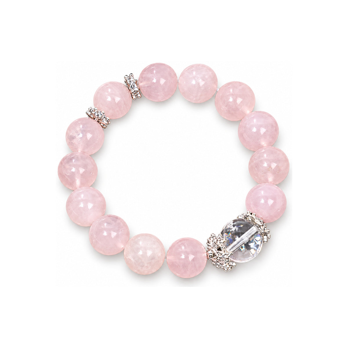 Blush Dawn Pink Beaded Bracelet — overhead view on white