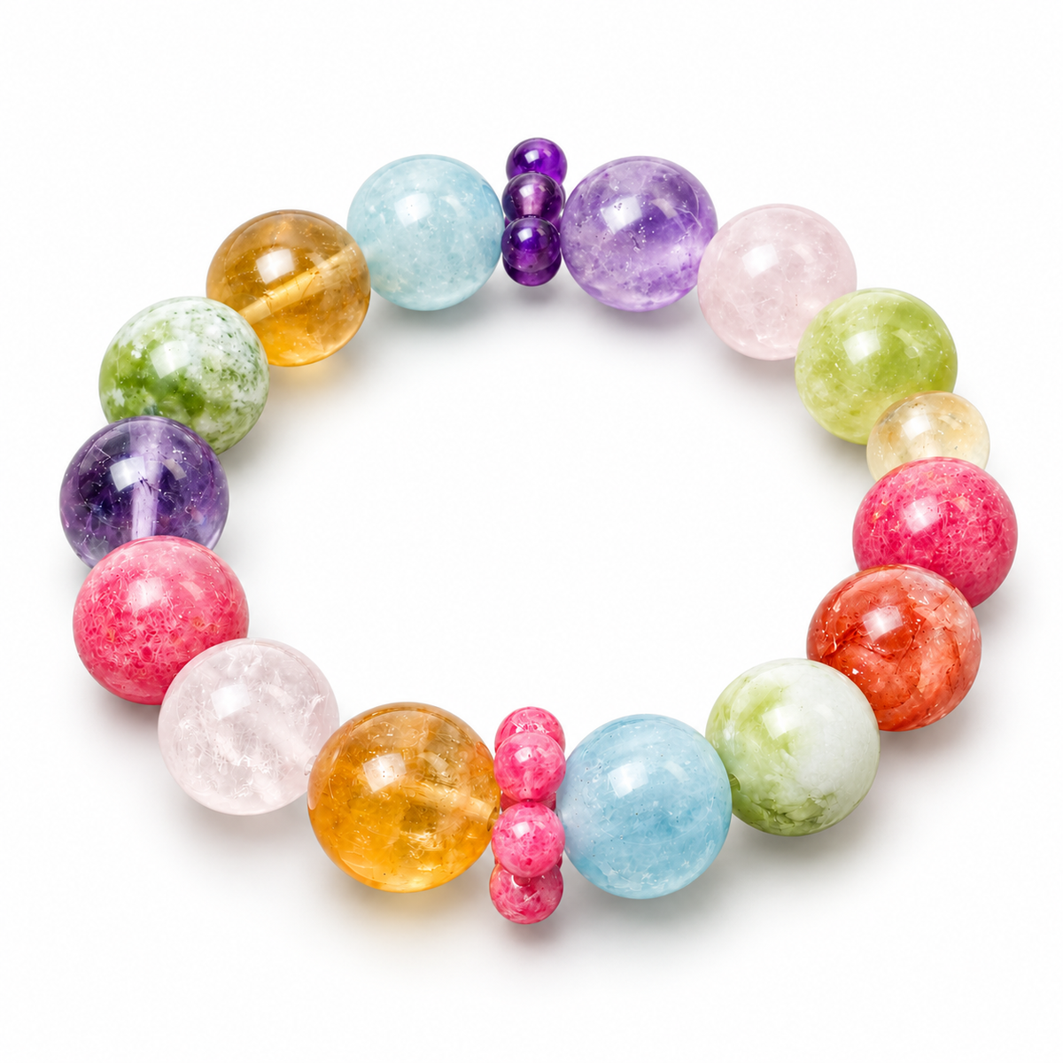 Garden Bloom Multicolor Beaded Bracelet — angled view on white