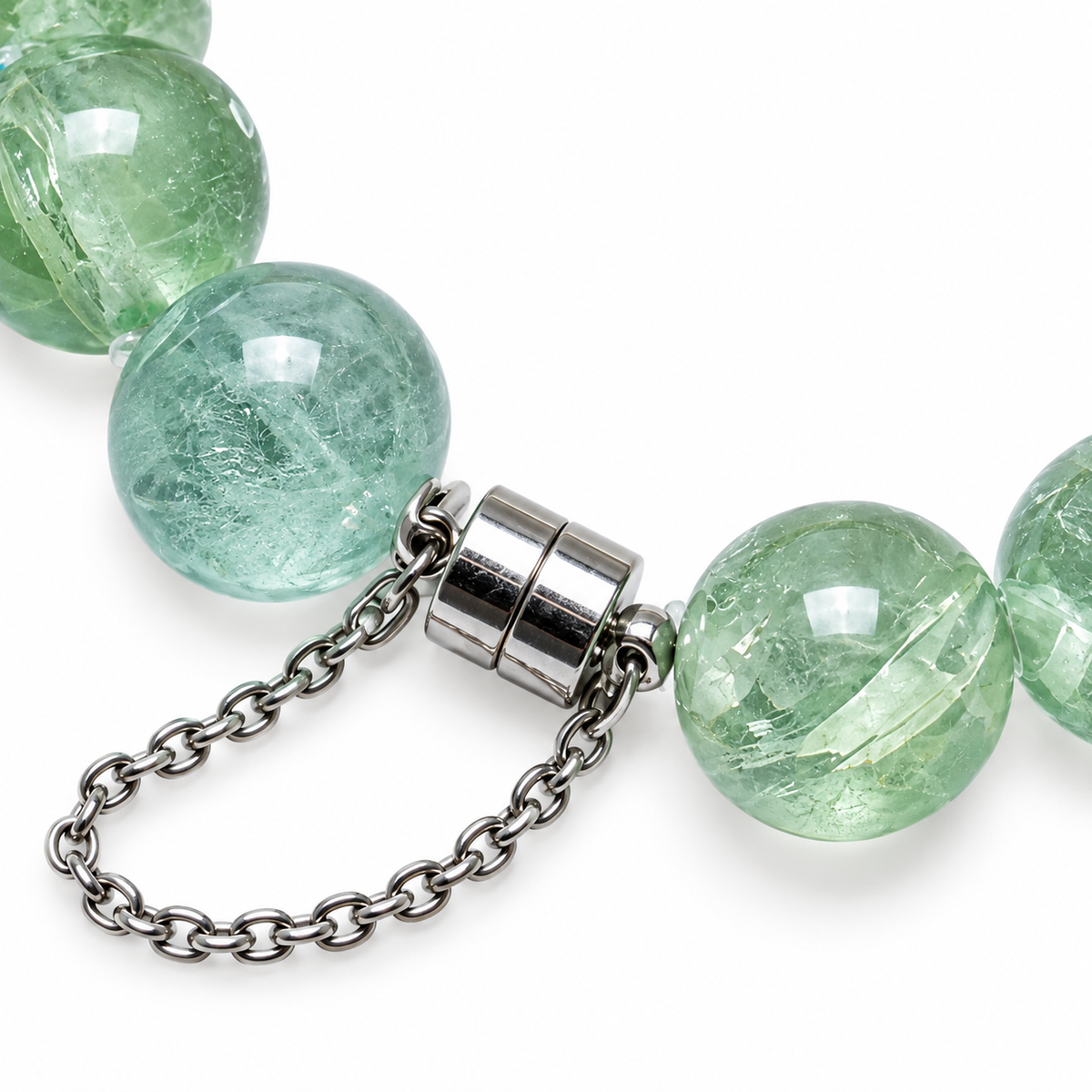 Willow Mist Green Beaded Bracelet — jewelry detail