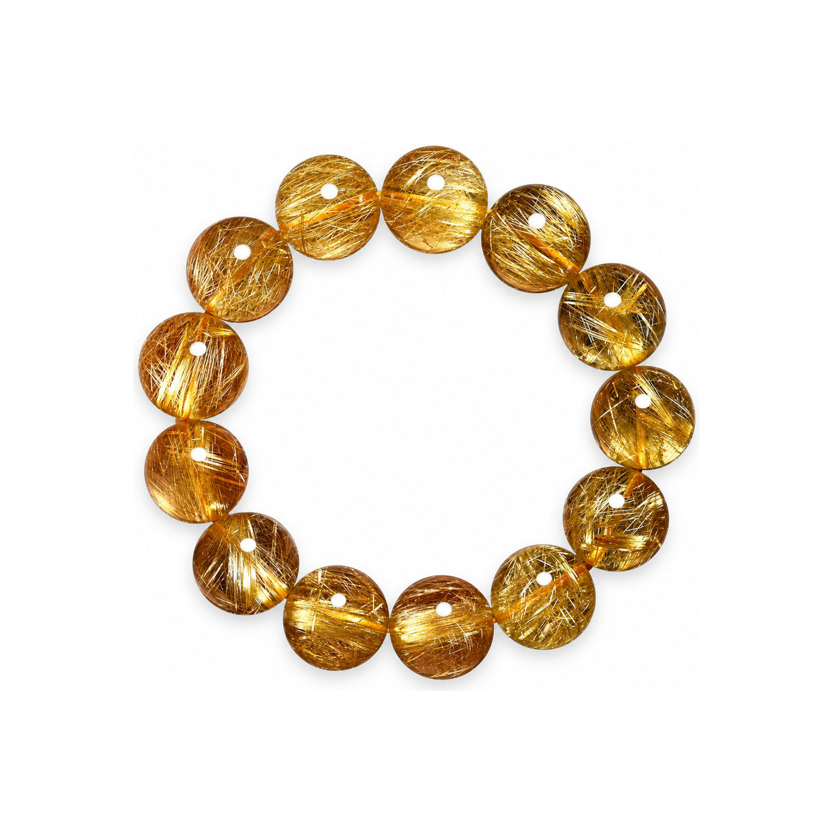 Golden Thread Beaded Bracelet — overhead view on white