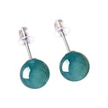 Lagoon Blue Round Stud Earrings — pair front view on white