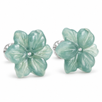 Blue Blossom Flower Stud Earrings — pair angled view on white