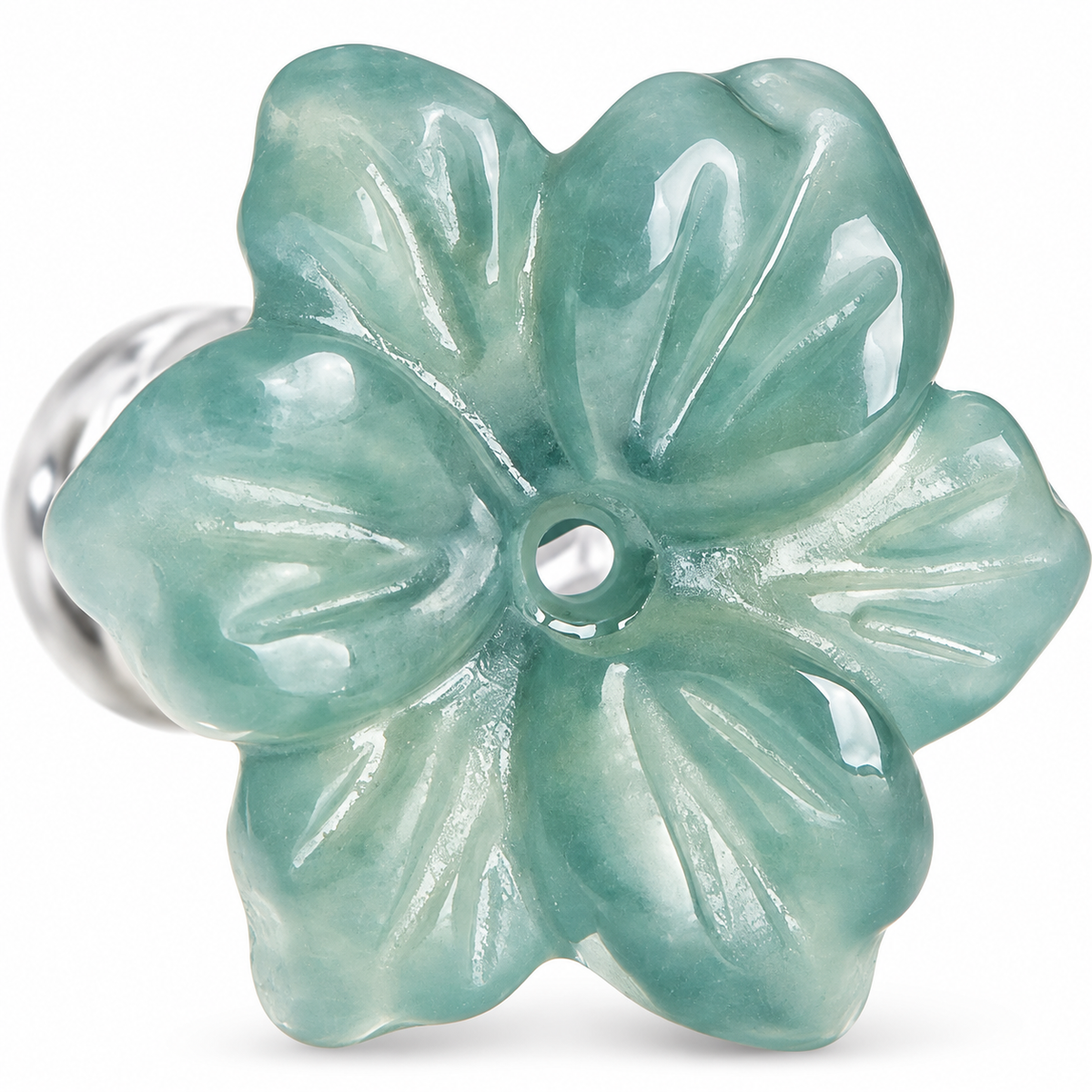 Blue Blossom Flower Stud Earrings — single earring detail