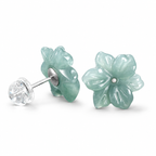 Blue Blossom Flower Stud Earrings — front and back detail