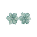 Blue Blossom Flower Stud Earrings — pair front view on white