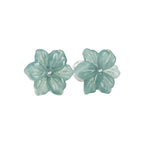 Blue Blossom Flower Stud Earrings — pair front view on white