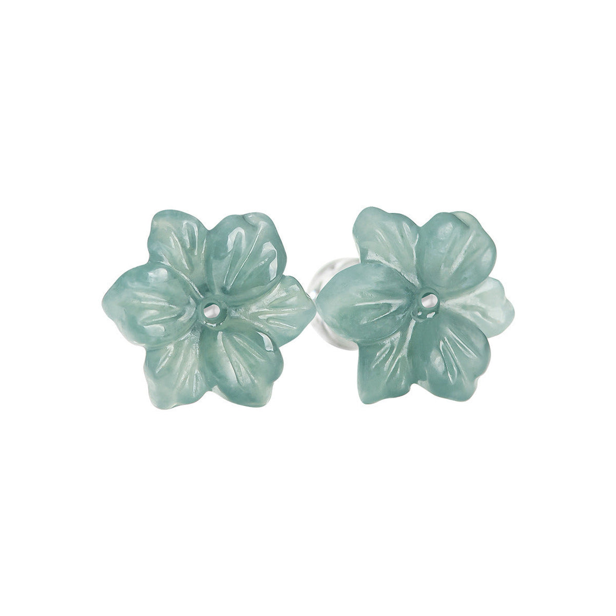 Blue Blossom Flower Stud Earrings — pair front view on white