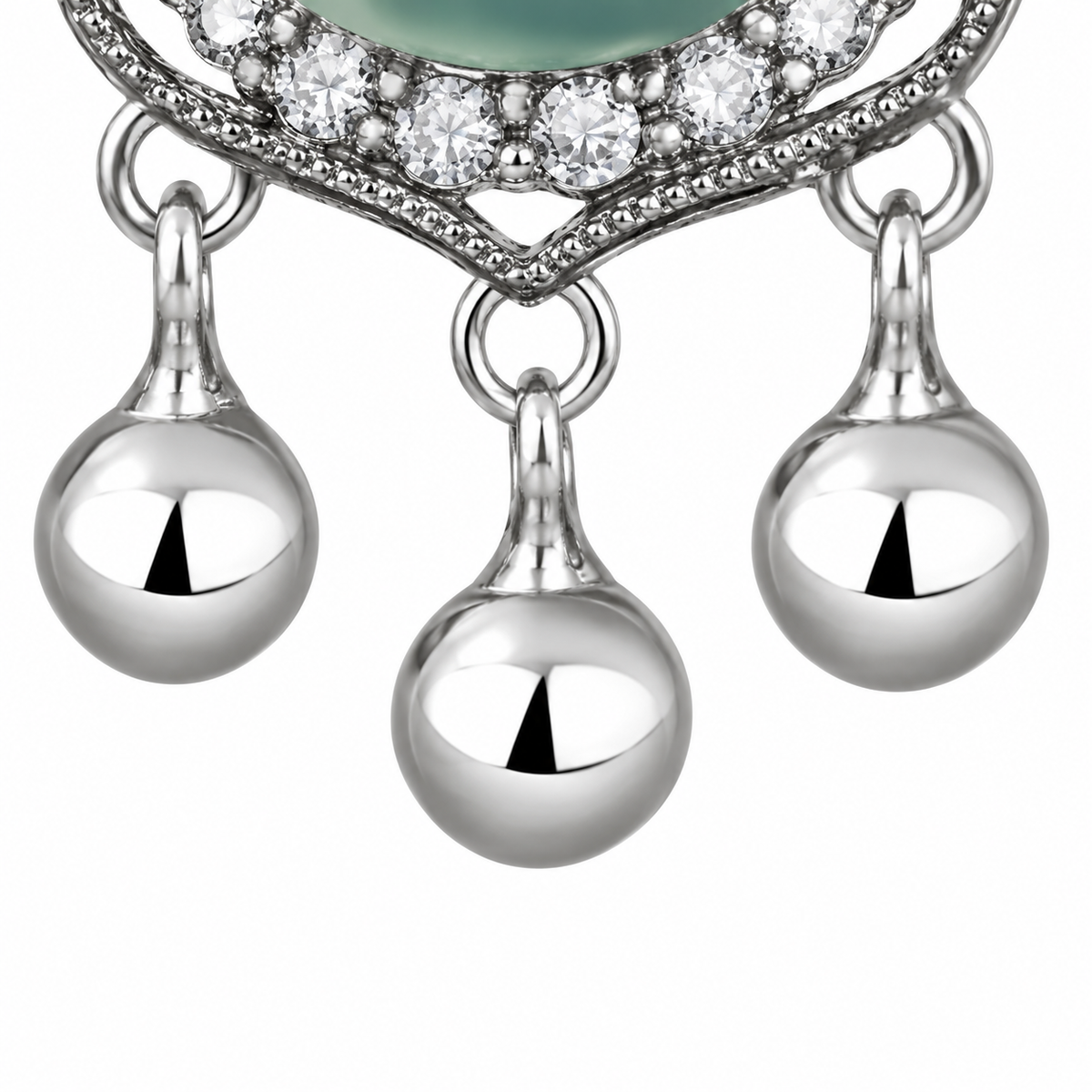 Ruyi Blue Oval Drop Earrings — hanging ball detail