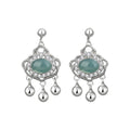 Ruyi Blue Oval Drop Earrings — pair front view on white
