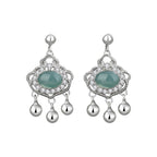 Ruyi Blue Oval Drop Earrings — pair front view on white