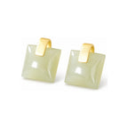 Square Color Accent Stud Earrings — Pale Green Square pair