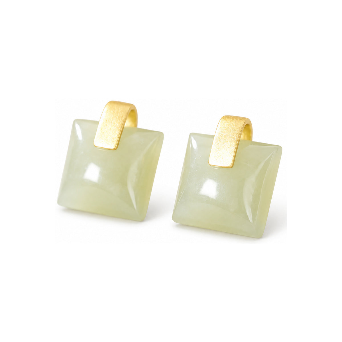 Square Color Accent Stud Earrings — Pale Green Square pair