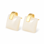 Square Color Accent Stud Earrings — Light Green Square pair