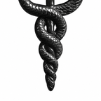 Black Winged Serpent Pendant Necklace — intertwined carving detail