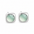 Mint Halo Square Stud Earrings — pair front view on white