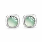 Mint Halo Square Stud Earrings — pair angled view on white