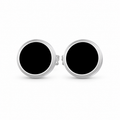 Midnight Circle Stud Earrings — full pair on white