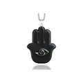 Black Hamsa Eye Pendant Necklace — front view