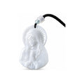 Carved Mary Pendant Cord Necklace — front view on white