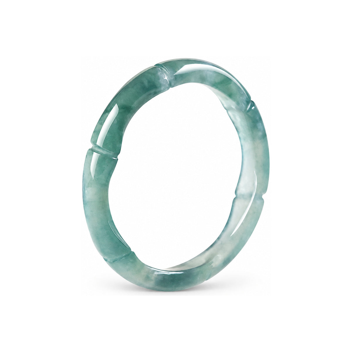 Pale Teal Bamboo Detail Ring — front view on white