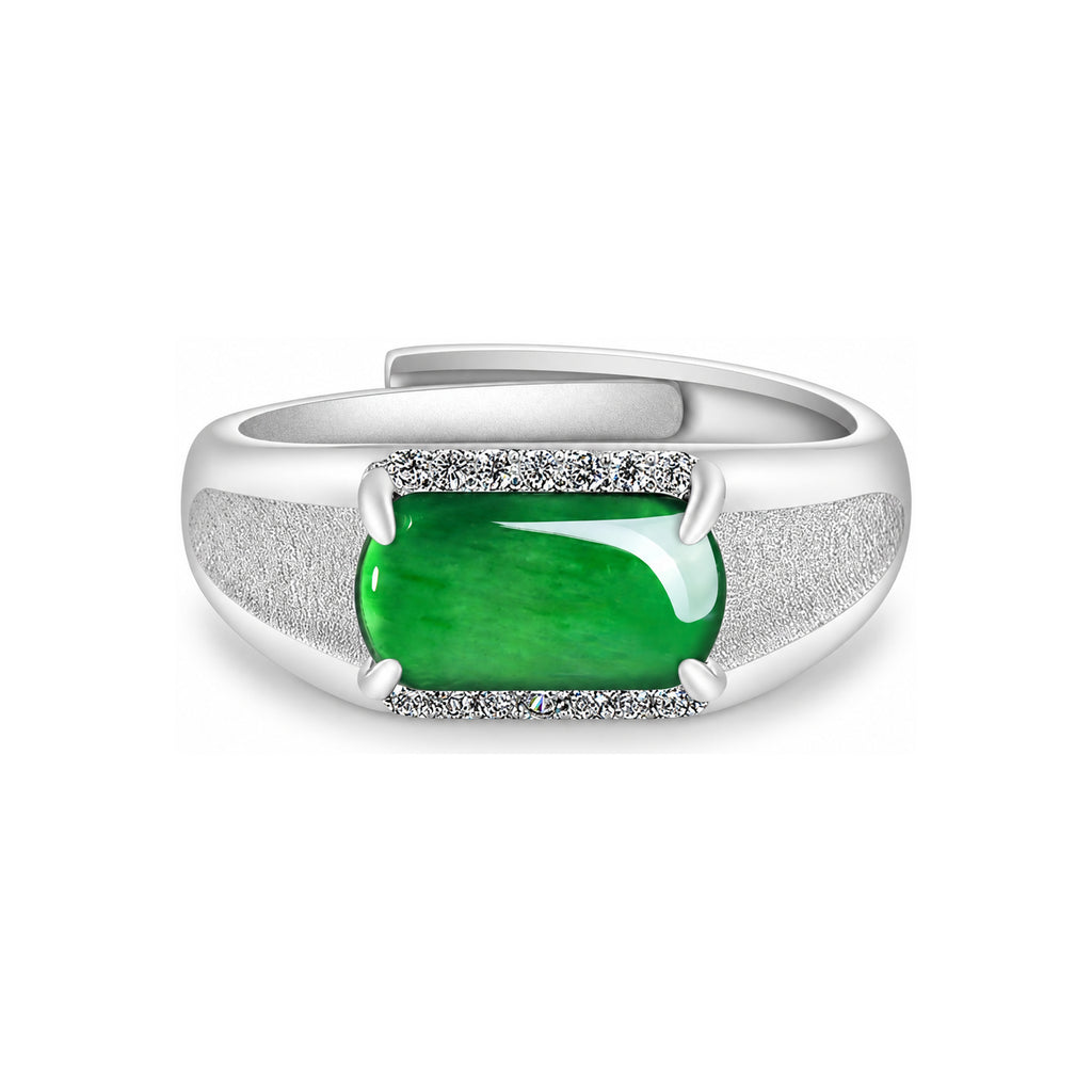 Bright Green Rectangular Adjustable Ring — front view on white