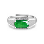 Bright Green Rectangular Adjustable Ring — front view on white