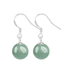 Green Round Bead Drop Earrings — front view