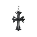 Dark Sculpted Cross Pendant Necklace — carved front detail