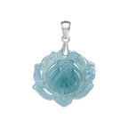 Blue Lotus Pendant Necklace — carved front detail