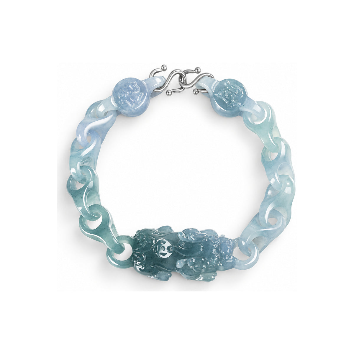 Blue Pixiu Carved Link Bracelet — overhead hero