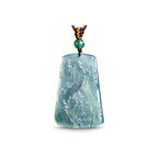 Blue Landscape Carved Pendant Cord Necklace — front view