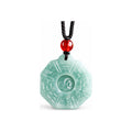 Blue Green Bagua Pendant Cord Necklace — front view