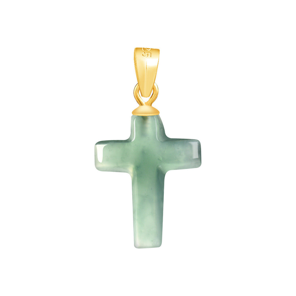 Small Blue Green Cross Pendant Necklace — pendant detail