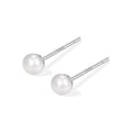 White Pearl Stud Earrings - pair view