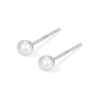 White Pearl Stud Earrings - pair view