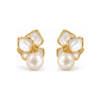 Butterfly Pearl Stud Earrings - pair view