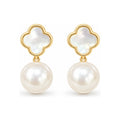 Clover Pearl Stud Earrings - pair view