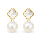 Clover Pearl Stud Earrings - pair view