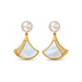 Fan Pearl Stud Earrings - pair view