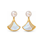 Fan Pearl Stud Earrings - pair view
