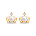 Crown Pearl Stud Earrings - pair view