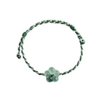 Blue Green Blossom Cord Bracelet - overhead view on white